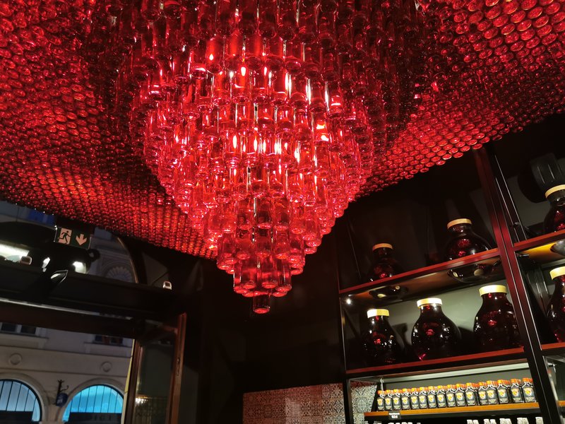 view of Wisnia red chandelier