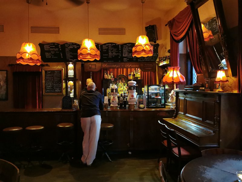 Singer bar interior